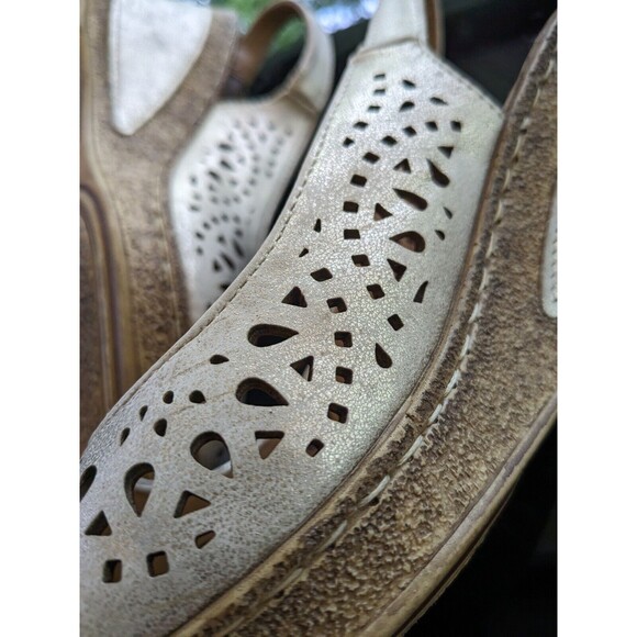 Patrizia Spring Step Womens Sz 39 (8.5) Shaninioqua Gold Peep Toe Wedge Sandal - Picture 10 of 13